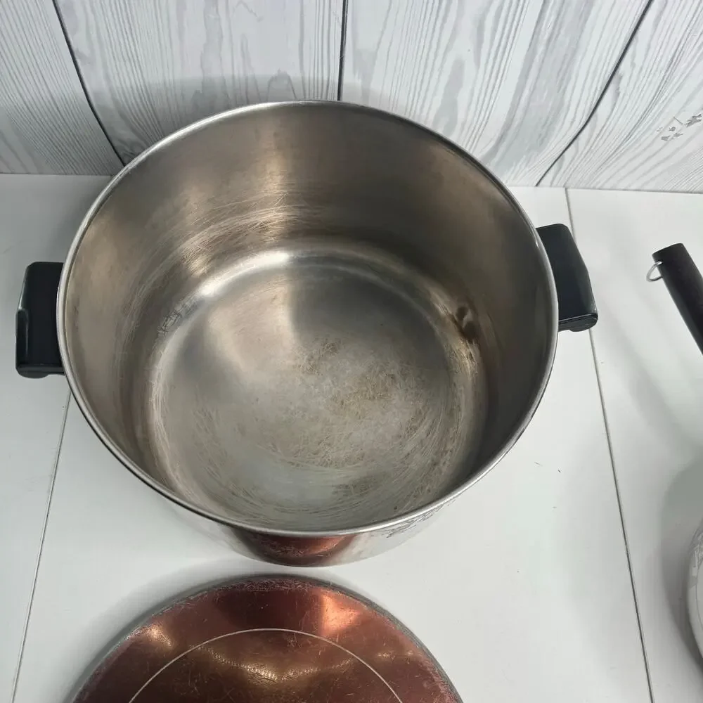 Lot of 3 Vtg MCM Wear-Ever/Faberwear Aluminum Pots Pan Skillet Copper Lids